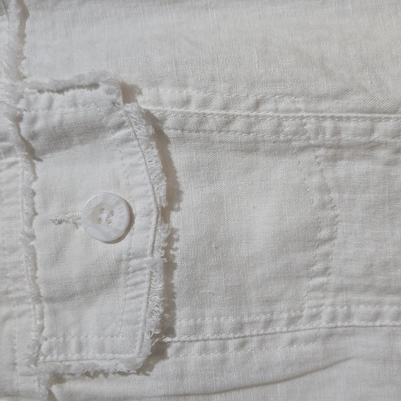 TOMMY BAHAMA WOMEN'S TWO PALMS RAW EDGE 100% LINEN JACKET SMALL WHITE - Picture 7 of 14